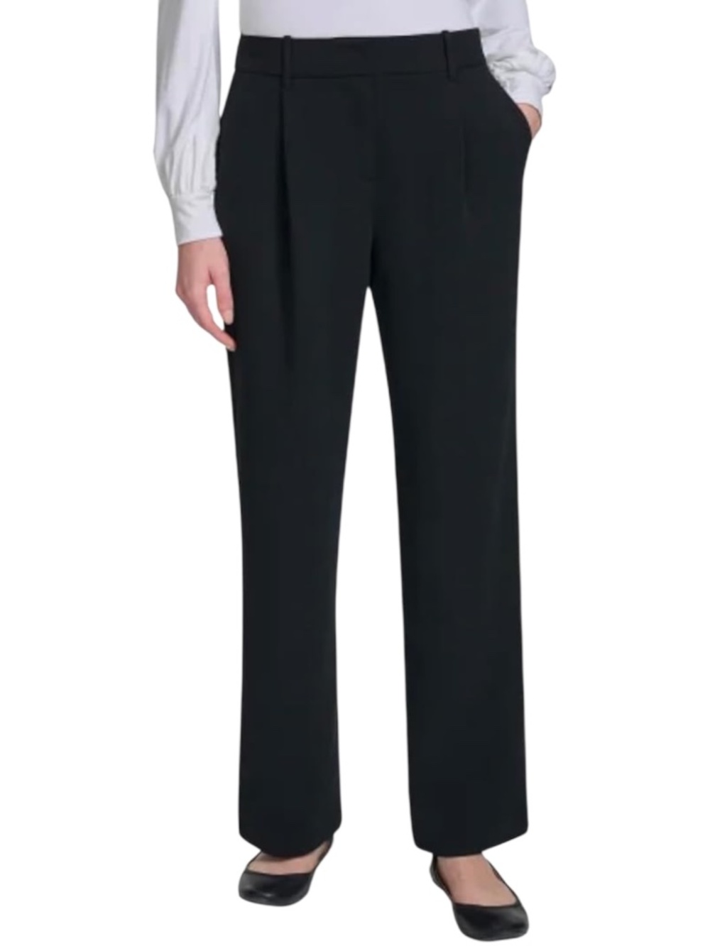 DKNY Women's Stretch High Rise Wide Leg Pant